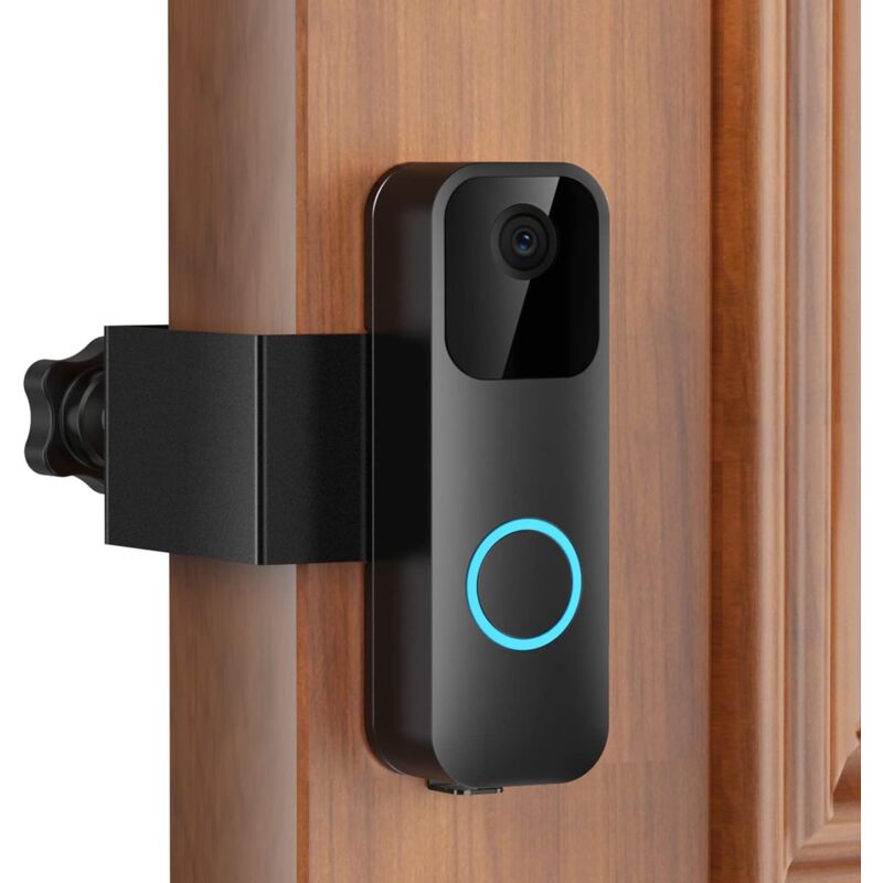 Support de sonnette vidéo antivol sans perçage en acier inoxydable et aluminium de haute qualité pour appartement, locataires, bureau, chambre (noir)