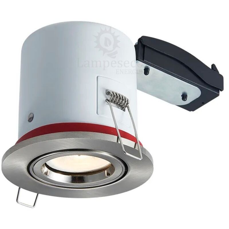 Lampesecoenergie – Support de spot orientable inox 100mm – Douille GU10 automatique – Étanche à l'air – Fixation rapide par pattes à ressort –