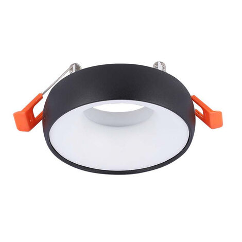 Support de spot encastré LED GU10 rond noir V-TAC avec réflecteur blanc, montage incliné