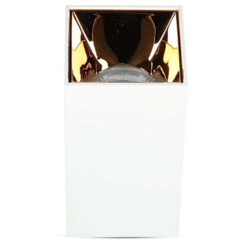 Support de spot LED V-TAC carré pour montage au plafond GU10, corps blanc, réflecteur or rose