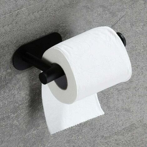 Support de support de papier hygiénique auto-adhésif avec vis ou auto-adhésif 3M pour tour de suspension à placement horizontal ou vertical Acier inoxydable SUS304 - Noir