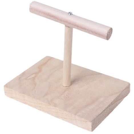 Support de table en bois en forme de T, jouet à broyer pour perruches calopsittes, conures et aras