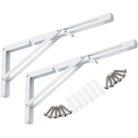 Support de table pliante, support mural en L pour étagère, étagère de rangement à monter soi-même, blanc, 40 cm, lot de 2