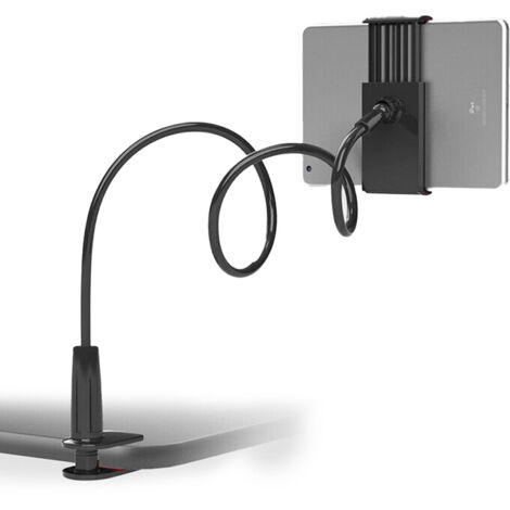 Support De Table Pour Smartphone Et Tablette - Fixation Par Pince Jusqu'à 8 Cm - Bras Flexible Avec Rotule 360° - Clip Extensible Jusqu'à 18 Cm - 1 Pièce