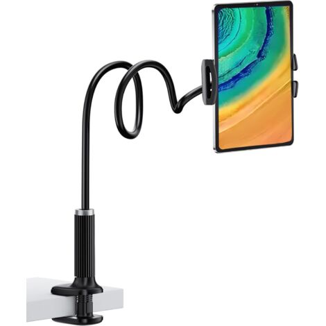Support de Tablette à col de Cygne, Support de Tablette - Bras réglable Flexible au lit pour iPad/téléphone Portable/iPad Air, iPhone et Autres appareils de 4,7 à 11 Pouces (Noir)
