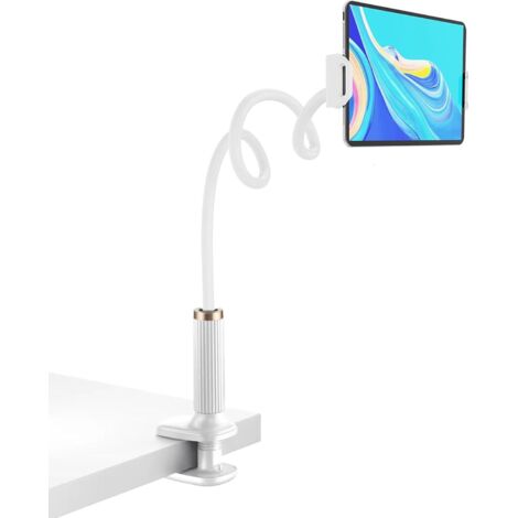 Support de Tablette à col de Cygne - Support de téléphone Portable pour Table,Réglable - Support pour iPad Series/téléphone Portable, Samsung Galaxy Tabs/etc, Longueur Totale de 98 cm (Blanc)