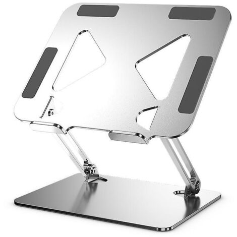 Support de tablette de bureau, support de tablette réglable multi-angles, design ergonomique pliable et portable, rehausseur de tablette en métal argenté de qualité supérieure