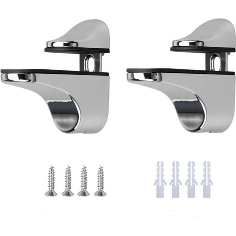 Support de Tablette en Verre,2 PCS Supports d'étagère en Verre Pince à Verre Réglable Étagère en Verre Mural Support de Raccords en Alliage de Zinc