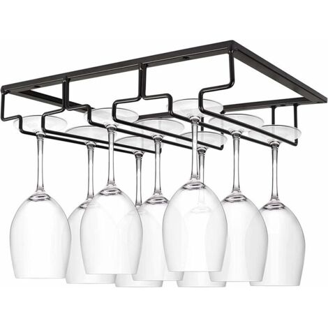 Support de tasse de vin en acier inoxydable pour décoration de table à 3 rangs pour bar ou cuisine Noir