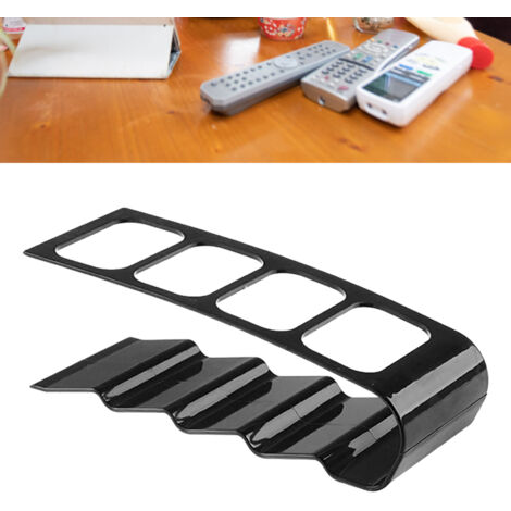 Support de télécommande à 4 compartiments en plastique, facile d'accès, pour accessoires TV et multimédias, noir.