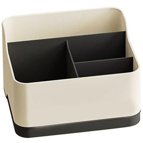 Support de Télécommande  Boîte de Rangement de Bureau - 4 Compartiments - Plastique - Beige