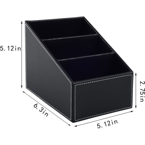 Support de télécommande TV en cuir PU, avec 3 compartiments, support de rangement, boîte de rangement, accessoires multimédia, organisateurs de bureau