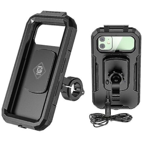 Support de téléphone avec chargeur sans fil étanche Qi/Type C PD 15 W pour moto, boîtier en S, support pour guidon