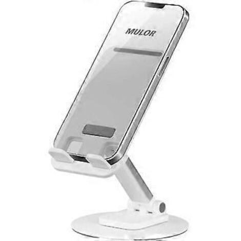 Support de téléphone de bureau, station d'accueil pliable et réglable en aluminium blanc