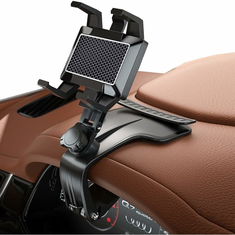 Support de téléphone de voiture , rétroviseur multifonction pour tableau de bord de voiture avec pince à ressort réglable à 360 °, adapté aux