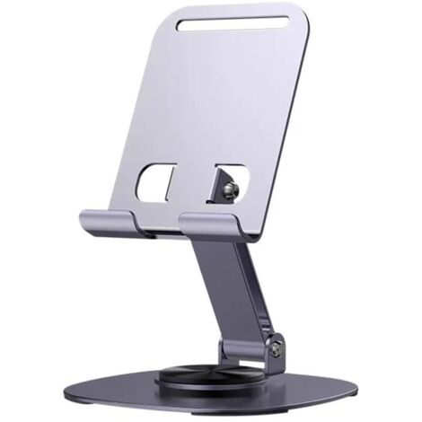 Support de téléphone et tablette pour bureau, rotation à 360 °, base pivotante, support de tablette, support portable en aluminium, accessoires de bureau à domicile réglables