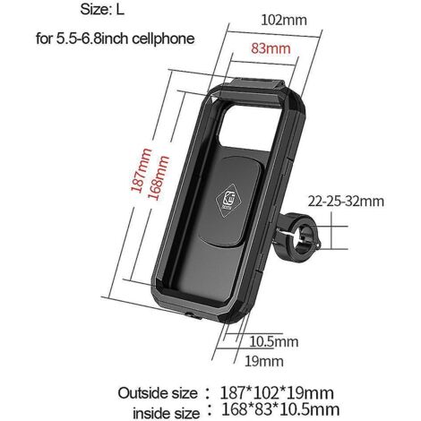 Support de téléphone étanche pour guidon de moto, chargeur sans fil Qi/Type C PD 15 W, boîtier en L