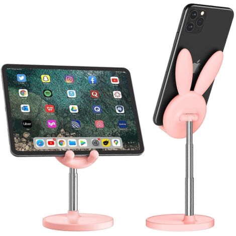 Support de téléphone lapin mignon, support de bureau pour téléphone portable, support de téléphone réglable en hauteur et en angle
