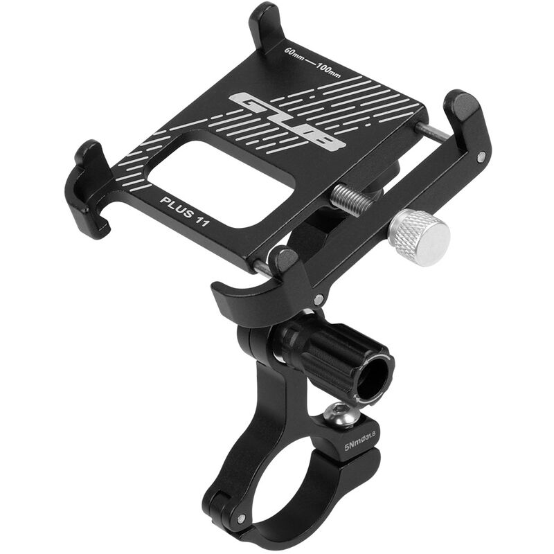 Linghhang - Support de téléphone (Noir) de vélo en aluminium rotatif à 360 degrés réglable anti-dérapant vélo guidon support de téléphone support