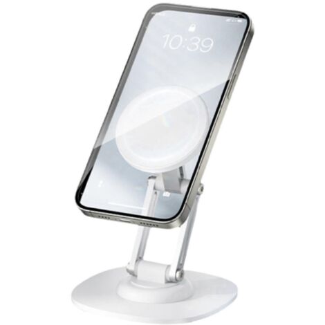 Support de téléphone pliable à 360° pour bureau, blanc--