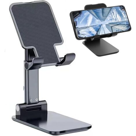 Support de téléphone pliable et réglable, compatible avec les écrans portables, tablettes et iPad (noir)