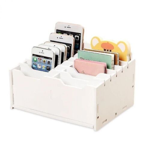 Support de téléphone portable à 12 compartiments, boîte de rangement pour téléphone portable, calculatrice de bureau en b