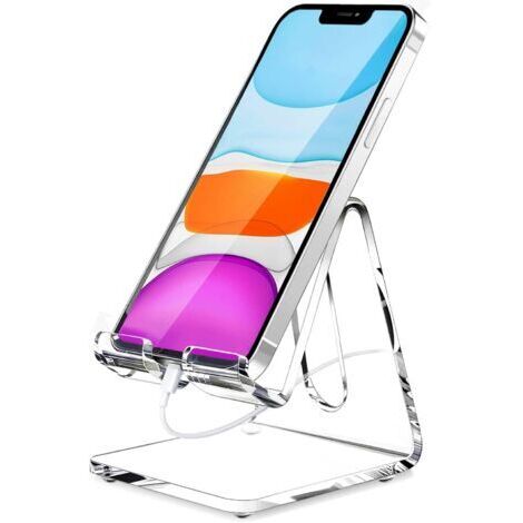 Support de téléphone portable en acrylique, support de bureau portable transparent