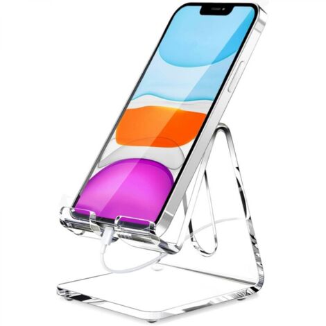 Support de téléphone portable en acrylique, support de bureau portable transparent