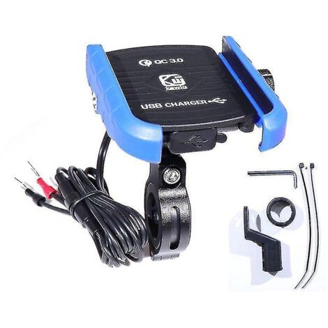 Support de téléphone portable étanche pour guidon de moto avec rétroviseur à 360 degrés et chargeur USB QC 3.0 pour smartphone.