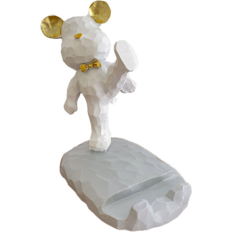 Support de Téléphone Portable Mignon et Stable en Forme d'Ours pour Bureau - Support Universel pour Smartphone et Tablette Blanc