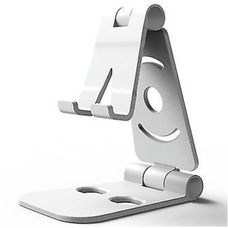 Support de téléphone portable mini et pliable pour bureau, réglable sur 4 degrés, universel pour iPhone et Android (blanc)