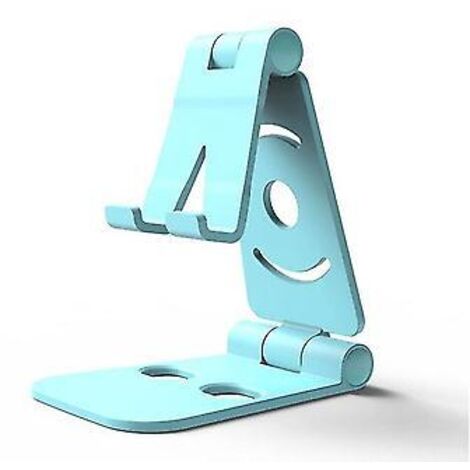 Support de téléphone portable mini et pliable pour bureau, réglable sur 4 degrés, universel pour iPhone et Android (bleu)