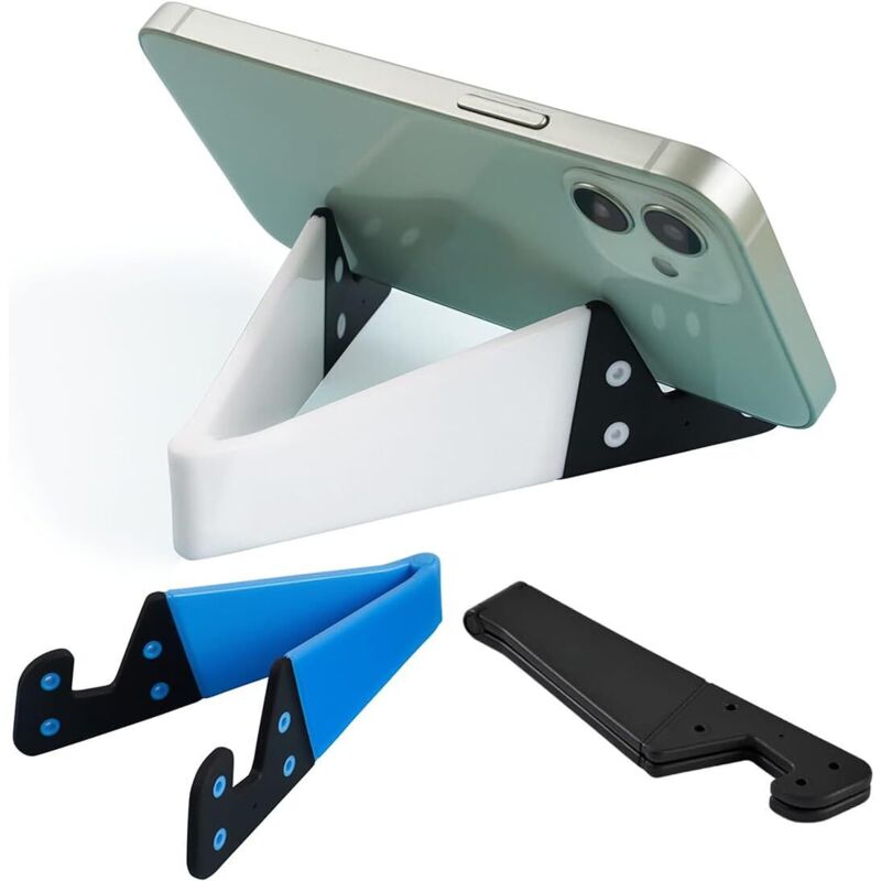 Support de téléphone portable premium en 3 parties, pliable et compatible avec iPhone, iPad, Samsung, etc., pour table ou bureau.
