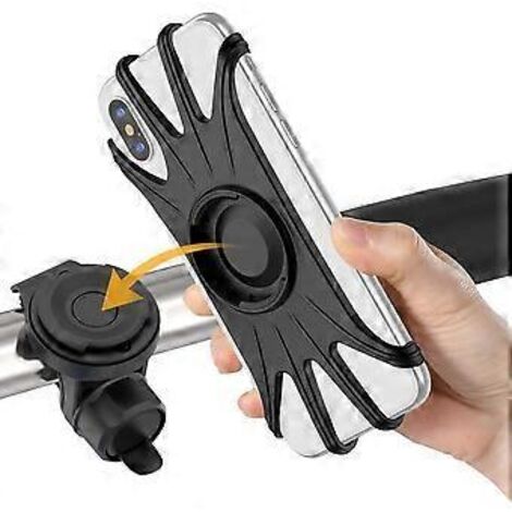 Support de téléphone pour moto, support de téléphone en silicone pour vélo avec protection complète, fixation facile au guidon pour téléphones de 4 à 6,5 pouces, installation rapide