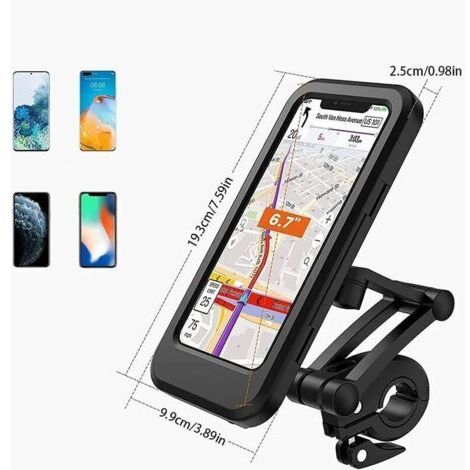 Support de téléphone pour moto, support de téléphone étanche pour vélo, support de smartphone pour scooter de moto à 360 ° avec support de téléphone pour housse de pluie pour moto