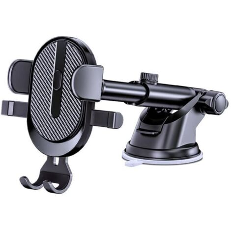 Support de téléphone pour tableau de bord de voiture à 360° - Ventouse puissante pour pare-brise et tableau de bord - Réglable pour smartphones de 4 à 7 pouces - Avec clips, 2 câbles et 2 lingettes