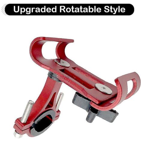 Support de téléphone pour vélo, anneau rotatif à 360° en alliage d'aluminium, antidérapant, compatible avec GPS, iPhone et Samsung - Rouge