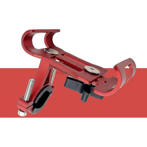 Support de téléphone pour vélo, anneau rotatif à 360° en alliage d'aluminium, antidérapant, compatible avec GPS, iPhone et Samsung - Rouge