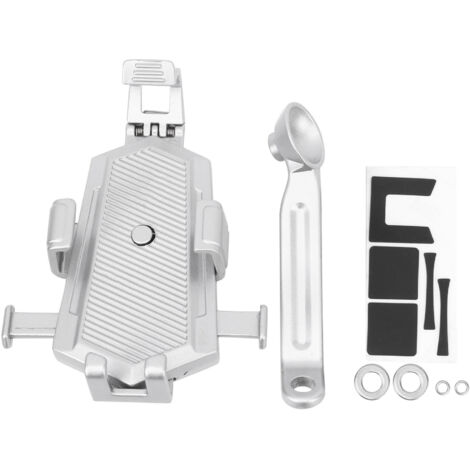 Support de téléphone pour vélo en alliage d'aluminium, anti-chocs, pour moto et bicyclette, type rétroviseur, argenté