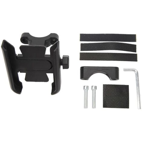 Support de téléphone pour vélo, fixation au guidon, pince métallique, rotation à 360°, rembourrage anti-vibrations, fixation rapide, installation facile pour vélos et scooters (noir).