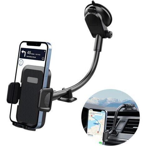 Support de téléphone pour voiture, pare-brise et tableau de bord à libération rapide, support de téléphone portable 2 en 1 à ventouse pour véhicule, universel pour camions, camping-cars