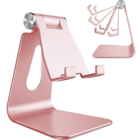 Support de Téléphone Réglable, Support de Téléphone Multi-Angle pour iPhone 16 15 14 13 Pro Max 12 11 XS Max X 8 7 6 Plus Samsung S10 S9 Smartphones, Or Rose