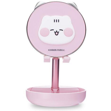 Support de téléphone rose rétractable et réglable avec miroir - Support de téléphone portable multi-angles, réglable en hauteur et stable pour bureau