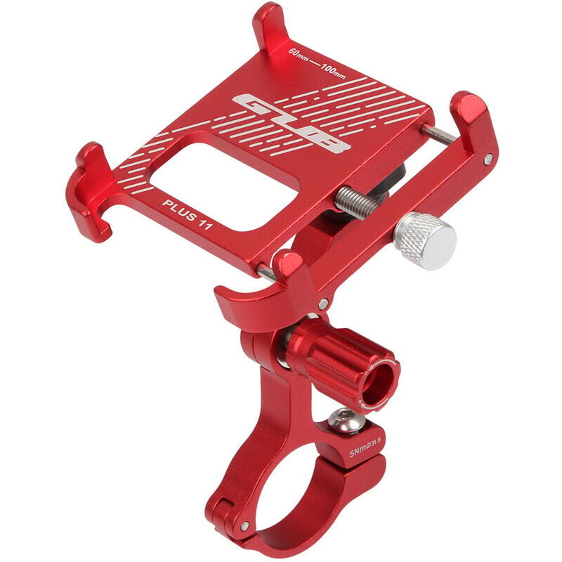 Linghhang - Support de téléphone (Rouge) de vélo en aluminium rotatif à 360 degrés réglable anti-dérapant vélo guidon support de téléphone support