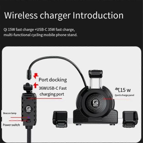 Support de téléphone sans fil pour moto avec chargeur intégré -