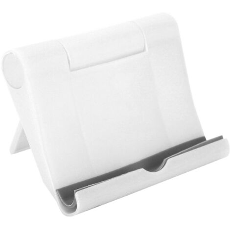Support de Téléphone Universel Pliable, Porte-Téléphone de Bureau avec Base Anti-Glisse pour Mobile et Tablette, Blanc