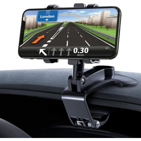 Support de Téléphone Voiture Rotation à 360 degrés, pour Tableau de Bord, Compatible avec GPS et Les téléphones Portables de 4,0 à 7,0 Pouces. Noir