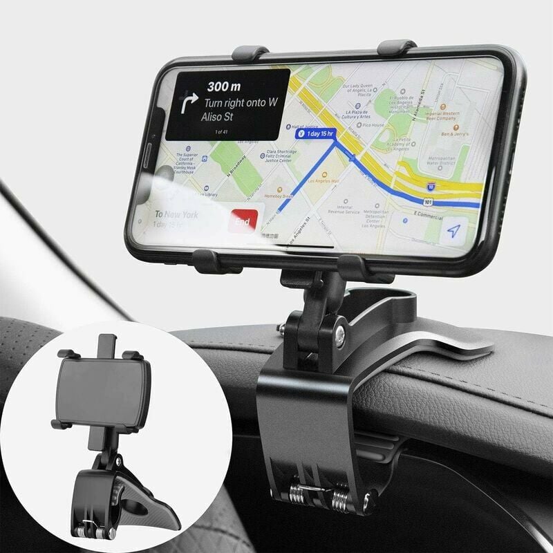 Support de Téléphone Voiture Rotation à 360 degrés, Tableau de Bord Socles téléphone Portable Automobile Car Phone Mount pour GPS et Les Smartphones