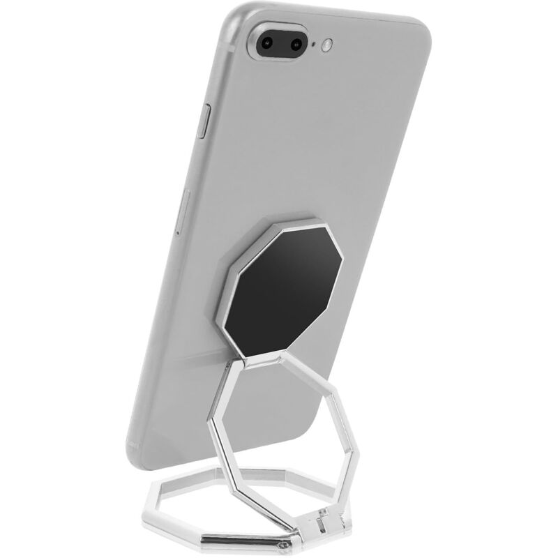 Support de téléphone/support de doigt, poignée arrière de téléphone en métal rotative à 360° (argenté)