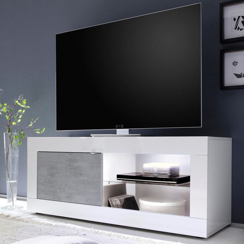 Home affaire Lowboard "Basic Breite 140 cm, TV-Board 1 Tür, 2 offene Fächer (Glasboden)," TV-Kommode, Metallgriff, moderne Rahmenoptik, Farbauswahl
